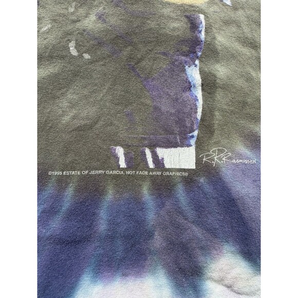 Vintage 1995 Jerry Garcia Purple Tie Dye Size Large T-Shirt XL Grateful Dead - Picture 5 of 13